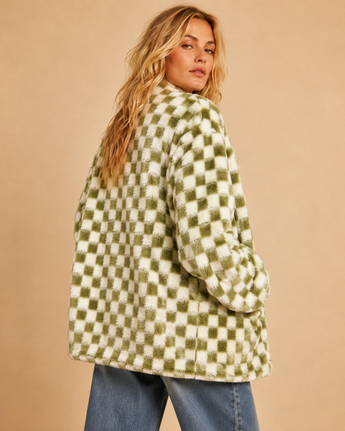 Checkmate Faux Fur Jacket