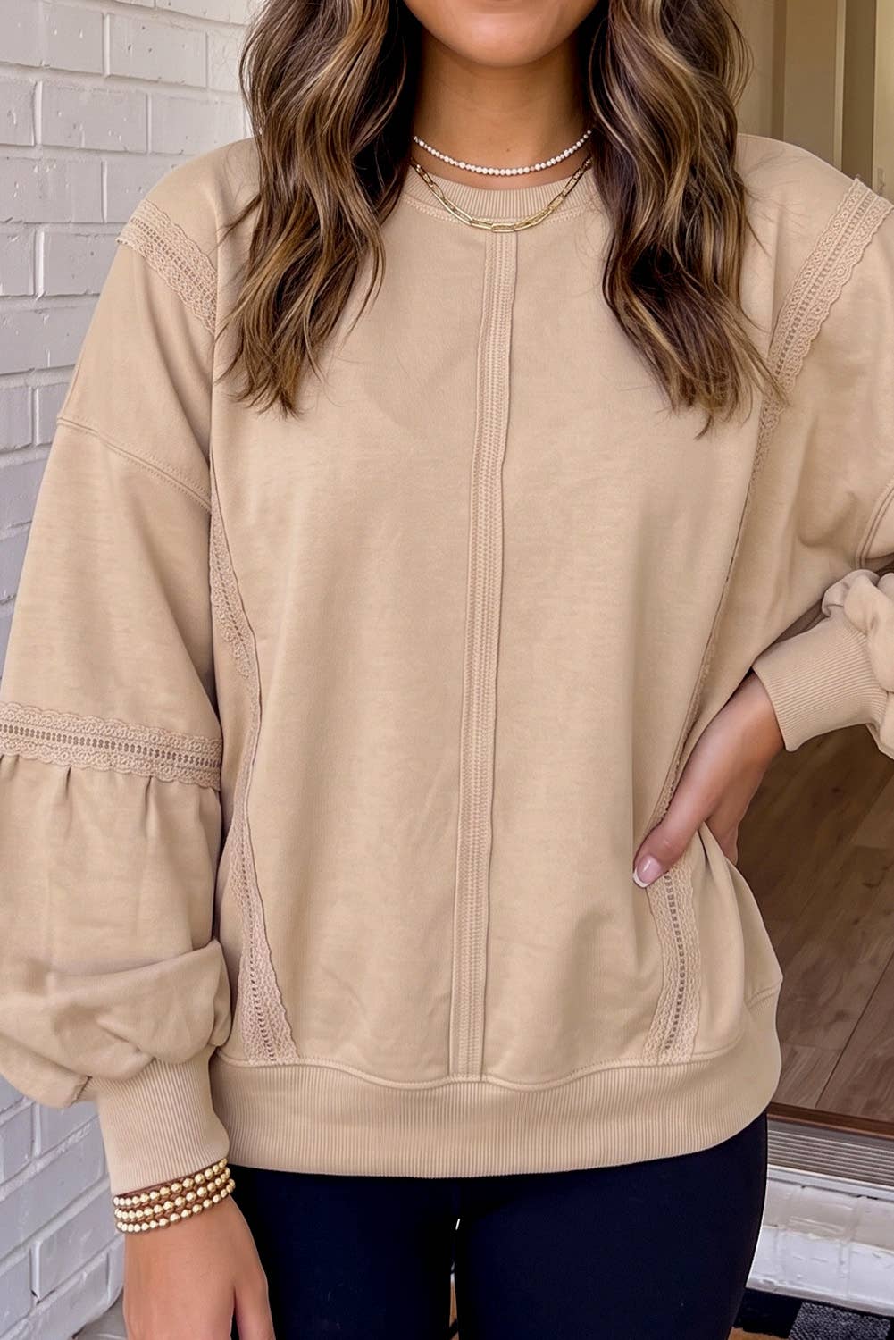 Hollowed Lace Sweatshirt