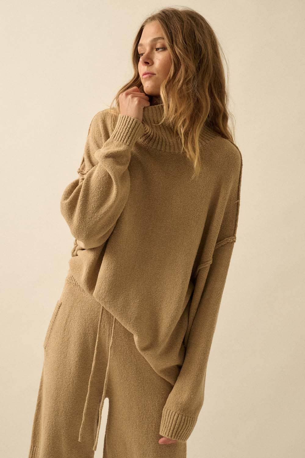 Textured Knit Mock-Neck Sweater