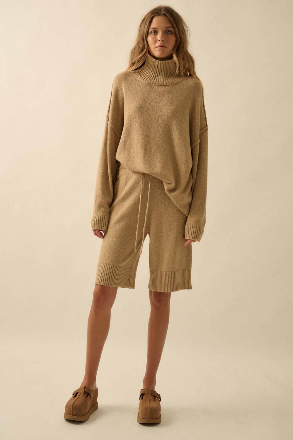 Textured Knit Mock-Neck Sweater