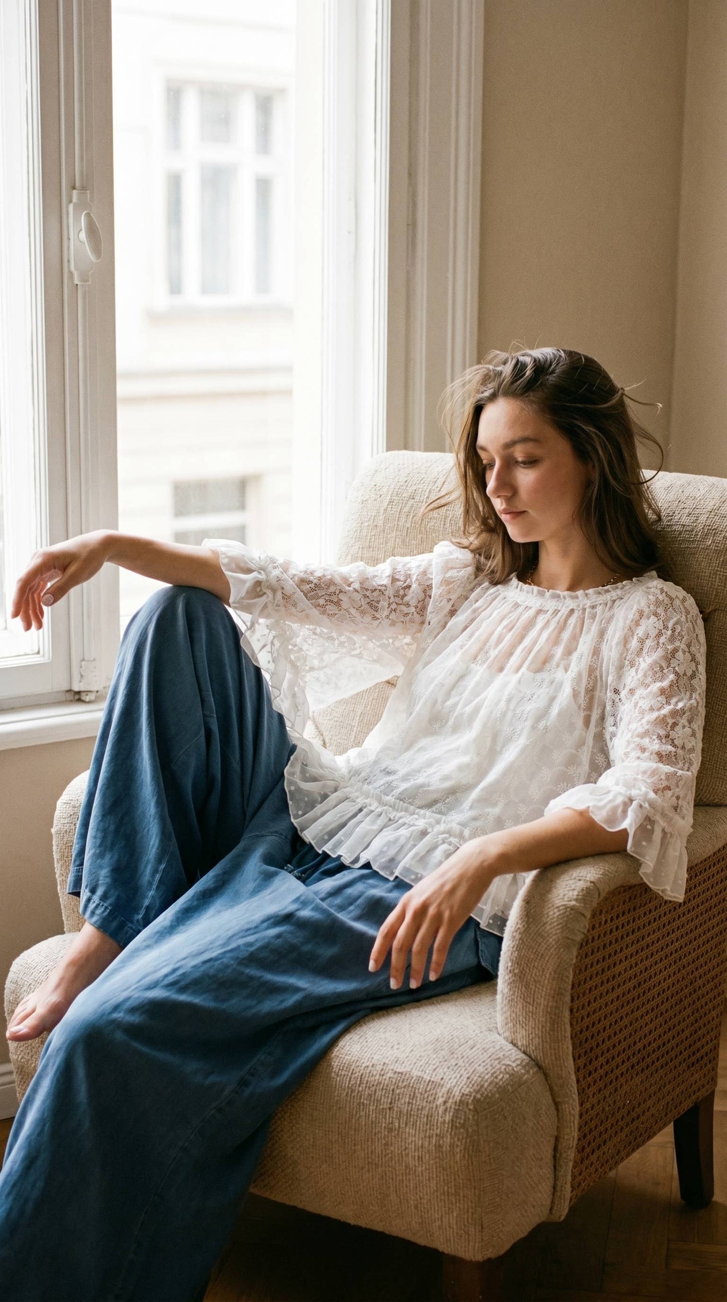 Lace Flutter Sleeve Top