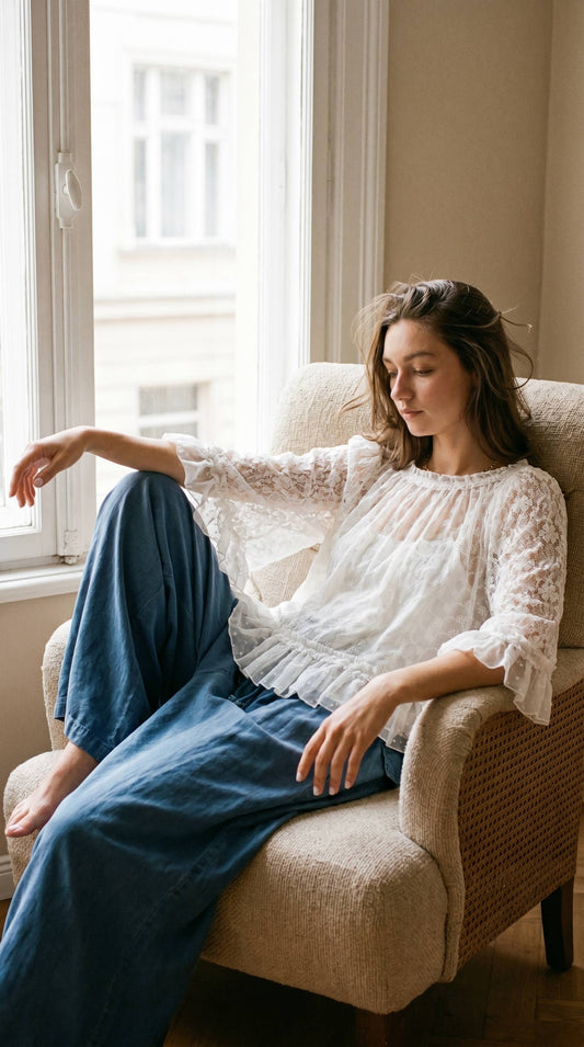 Lace Flutter Sleeve Top