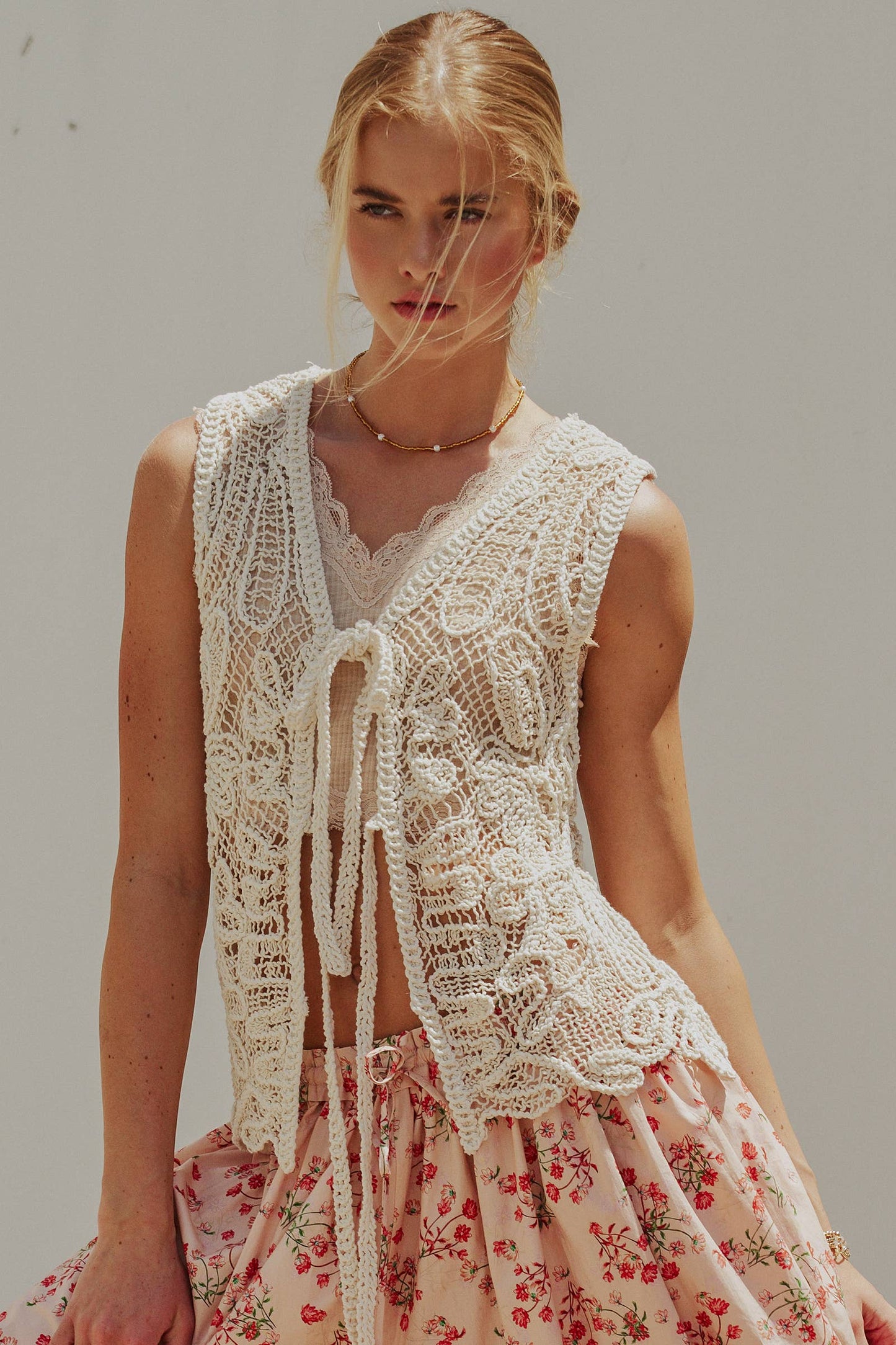 Crochet Tie-Front Vest Top
