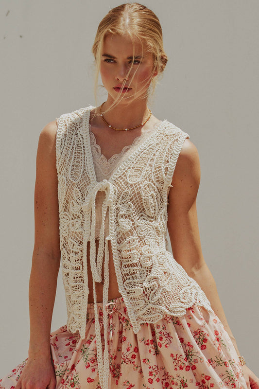 Crochet Tie-Front Vest Top