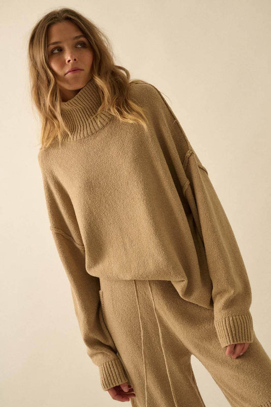 Textured Knit Mock-Neck Sweater