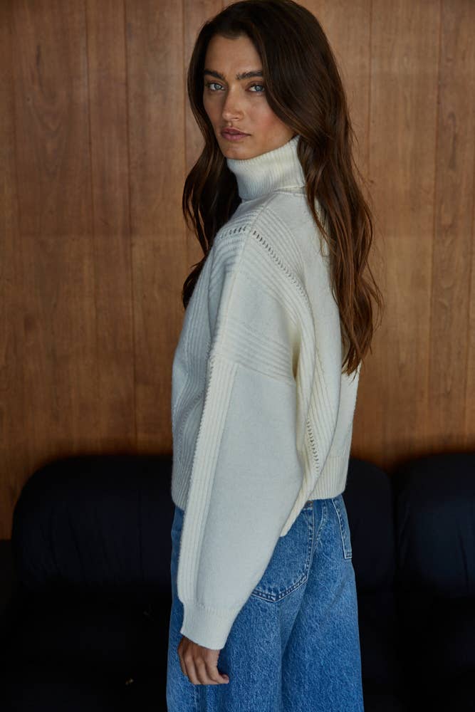 Semi Ribbed Turtleneck Sweater