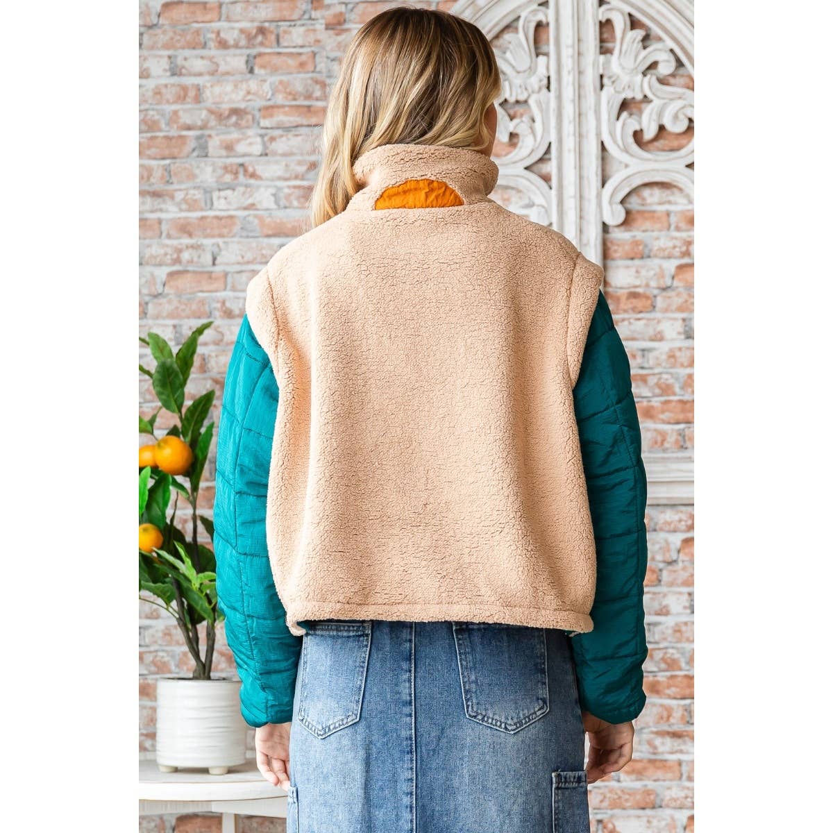 Quilted Puffer Sleeve Pullover