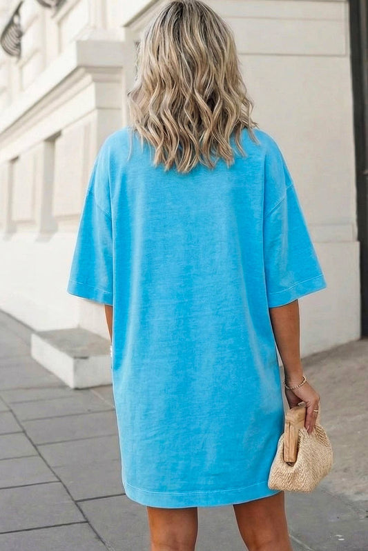 Drop Shoulder Loose T Shirt Dress