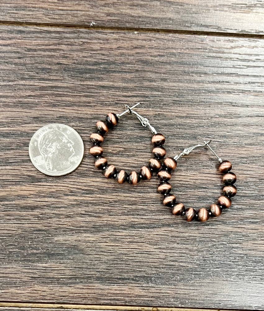 Copper Navajo Pearl Hoop Earrings