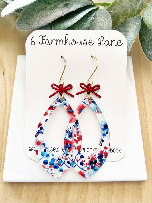 Patriotic Floral Earrings