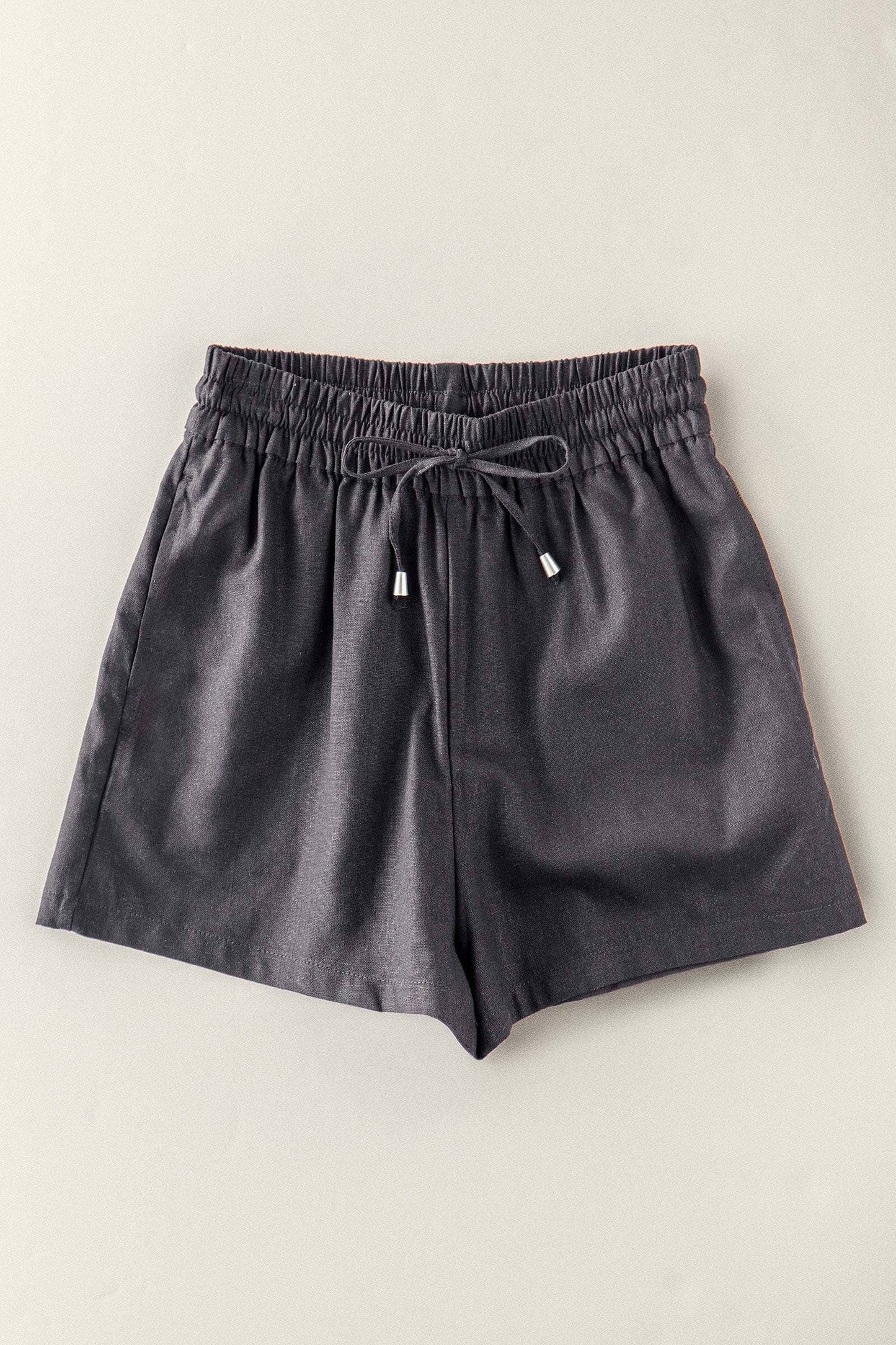 Linen Blend Drawstring Shorts