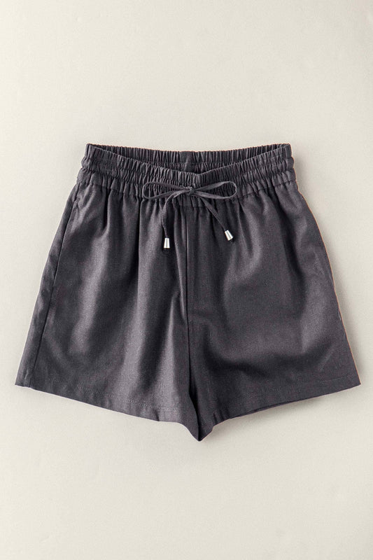 Linen Blend Drawstring Shorts