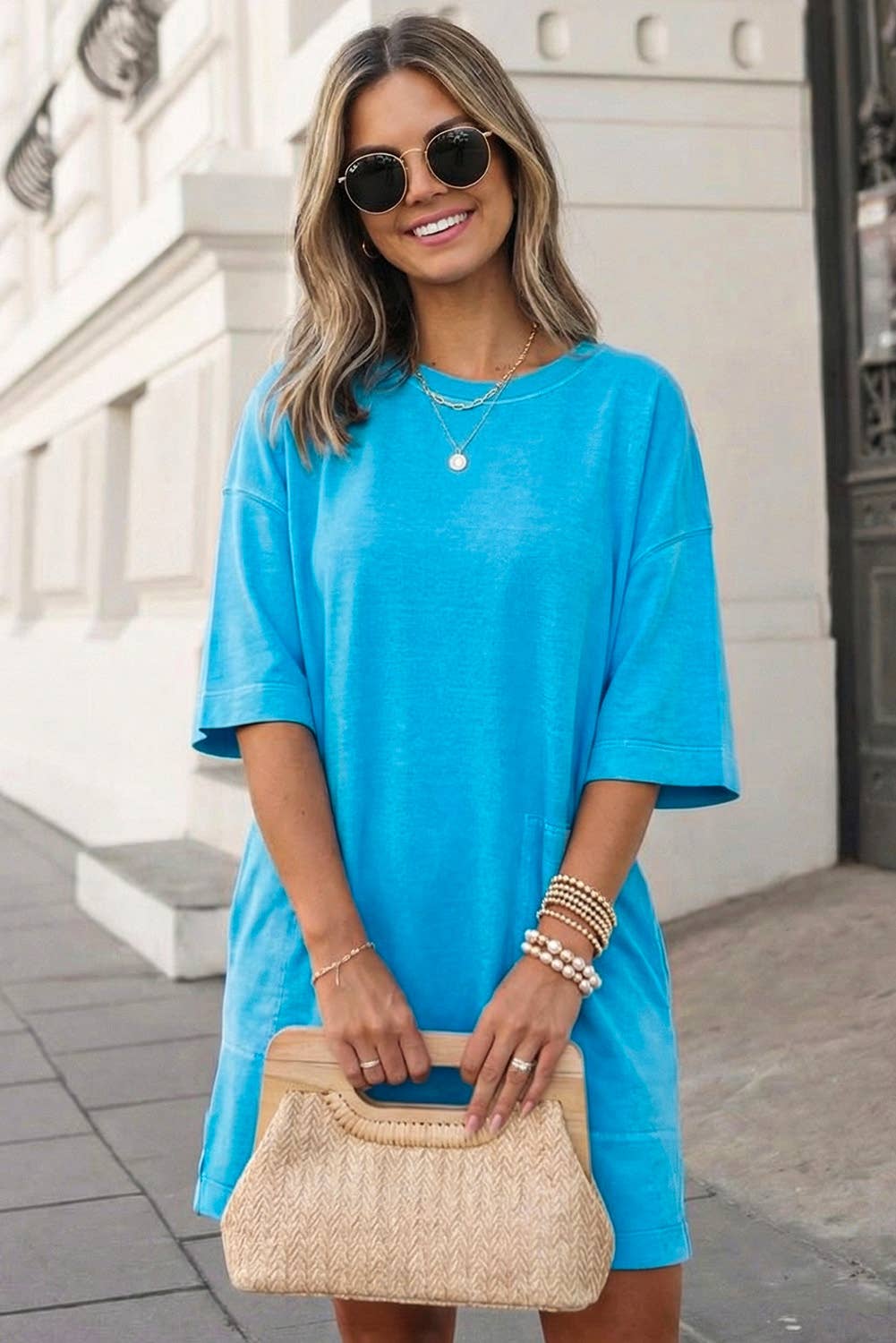 Drop Shoulder Loose T Shirt Dress
