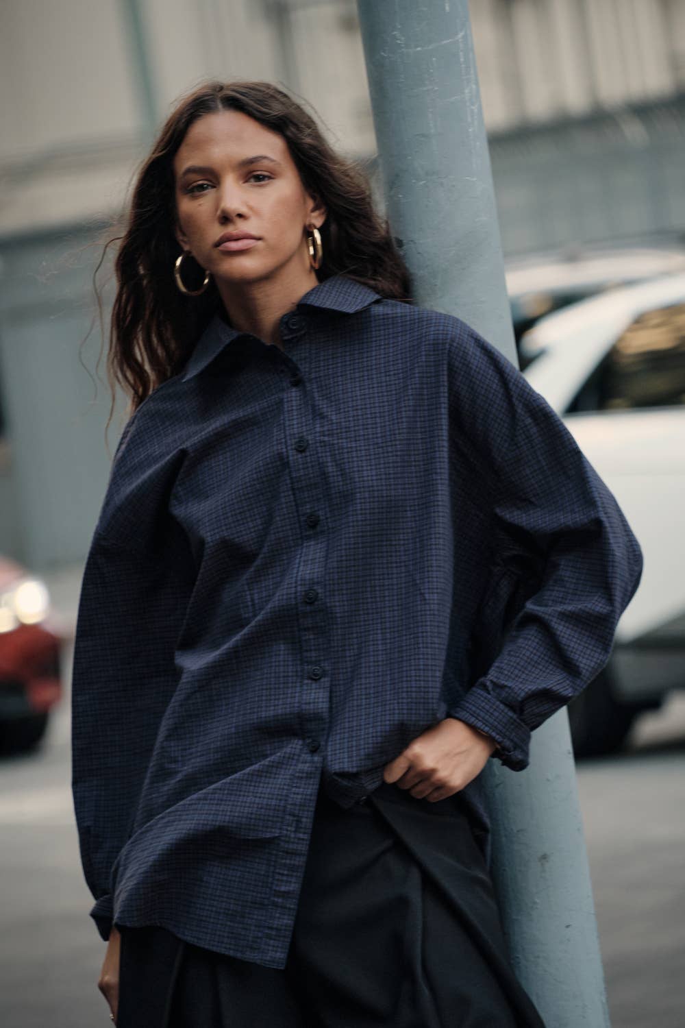 Retro Blue Plaid Pocket Shirt
