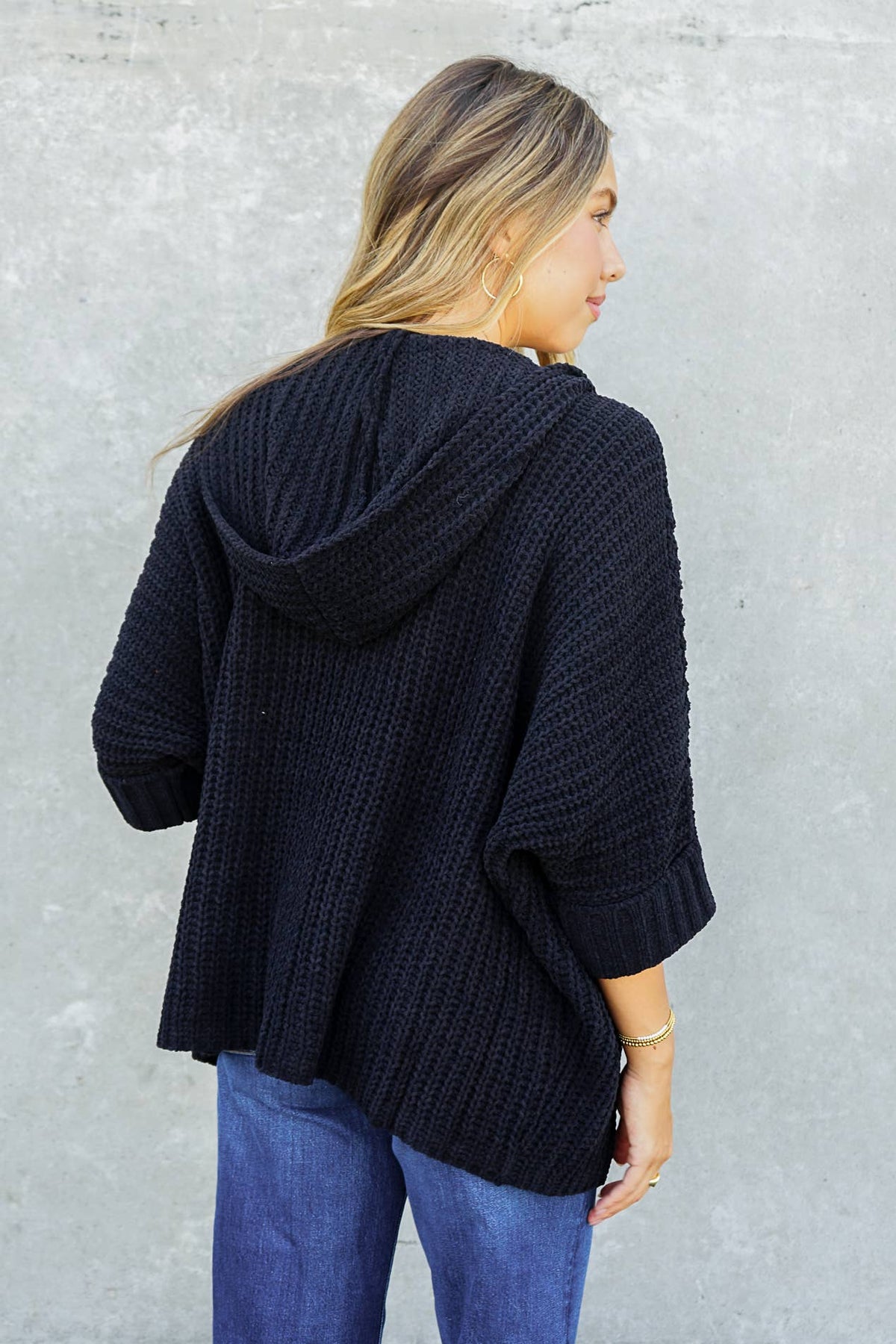 Chunky Knit Hooded Cardigan