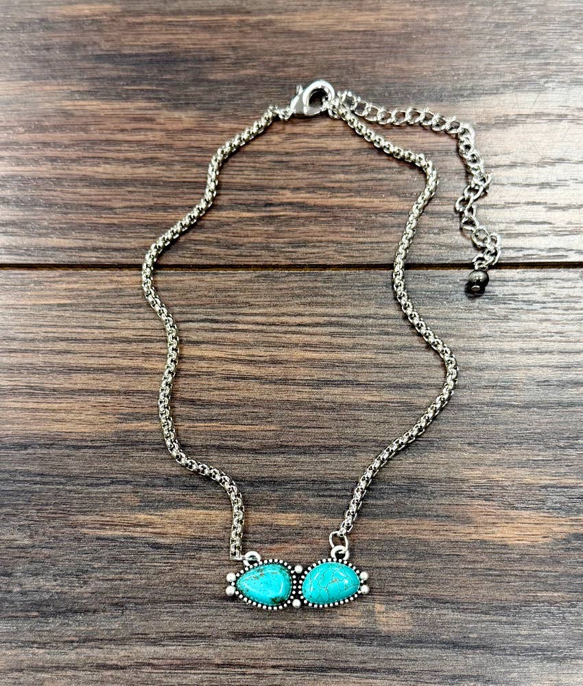 Double Stone Turquoise Necklace