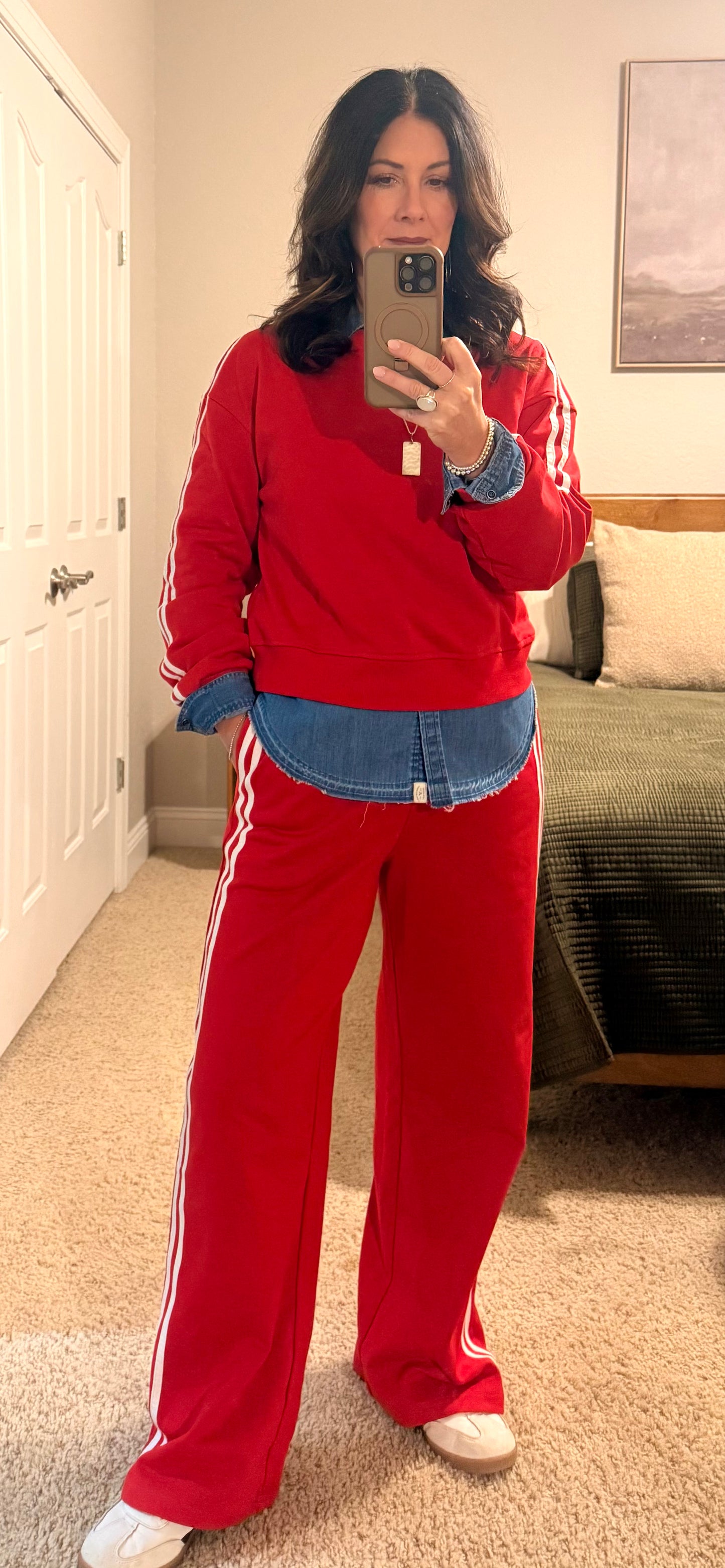 Varsity Pullover Wide Leg Pant Set