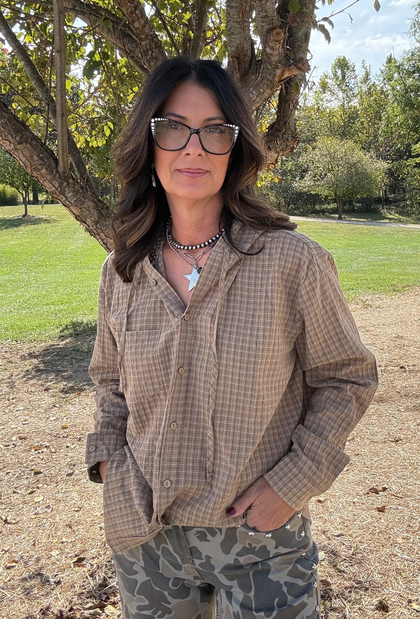 The Willow Plaid Hooded Top