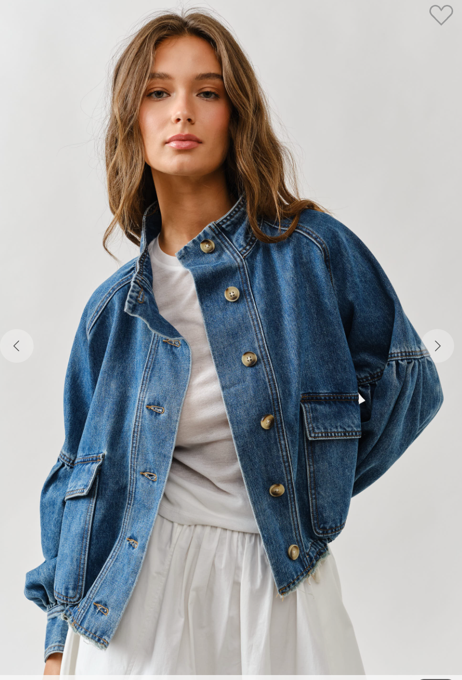Ballon Sleeve Denim Jacket