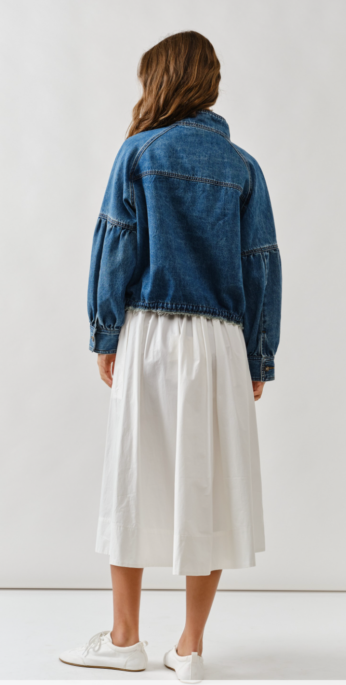 Ballon Sleeve Denim Jacket