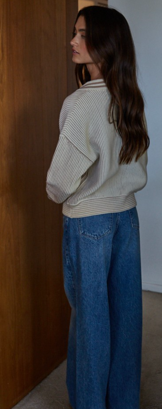 Windsor Ribbed Polo Pullover Sweater