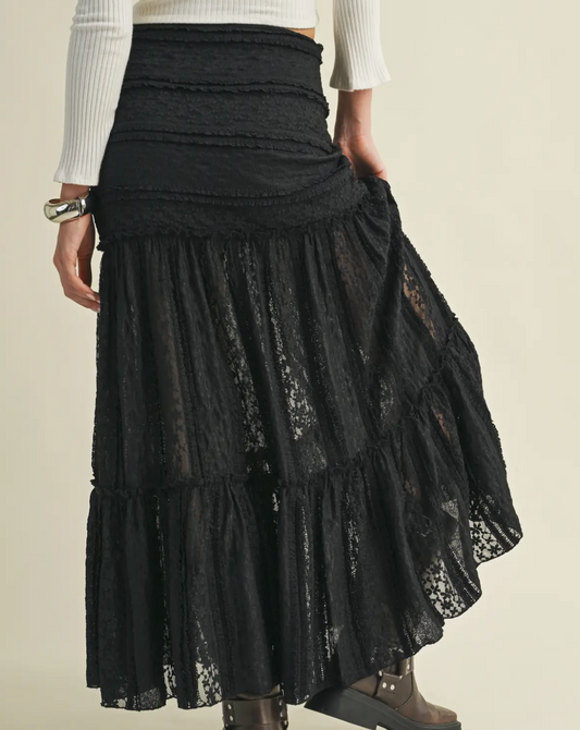 Tiered Lace Maxi Skirt
