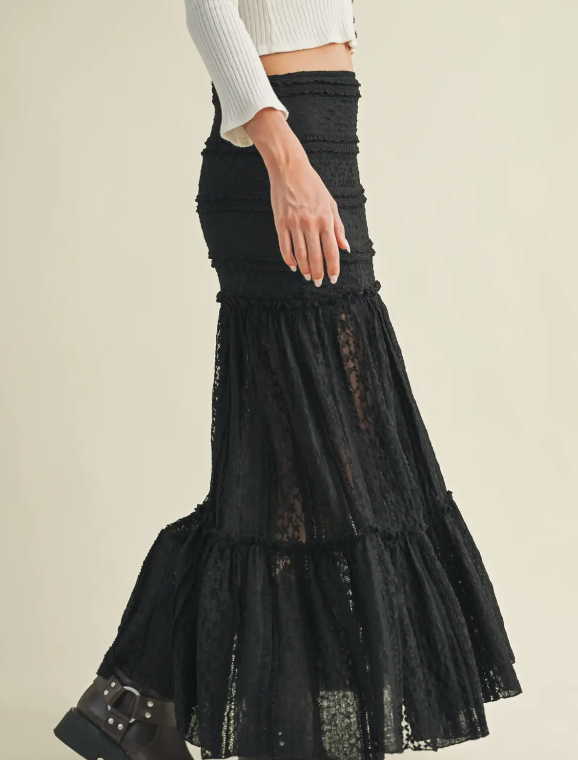 Tiered Lace Maxi Skirt