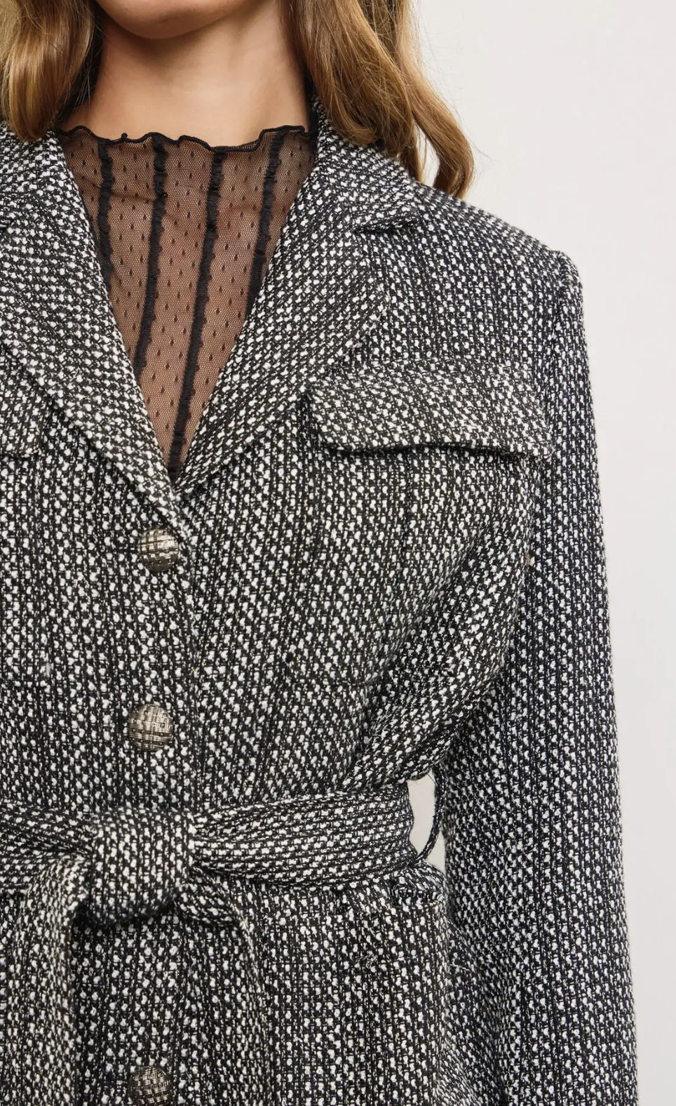 Waist Band Tweed Jacket