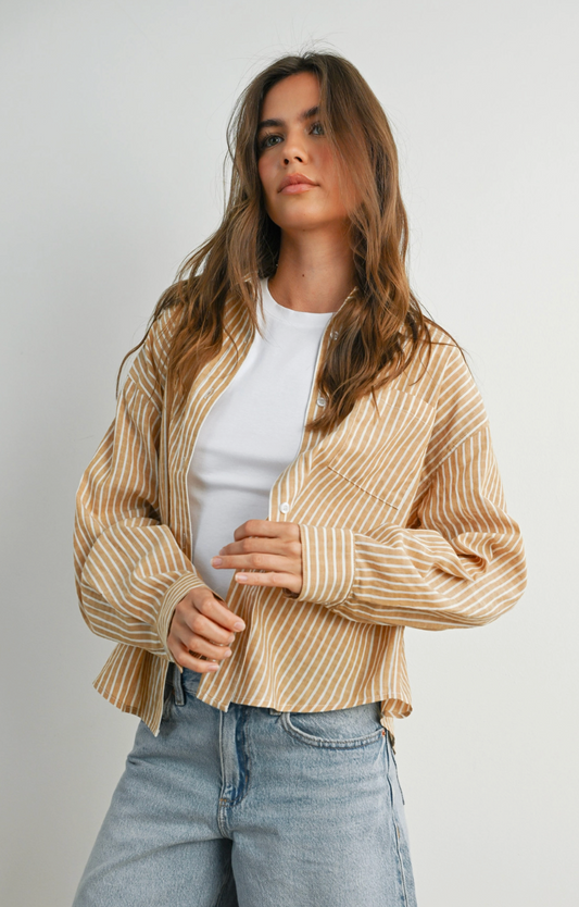 Striped Button-Up Long Sleeve Shirt