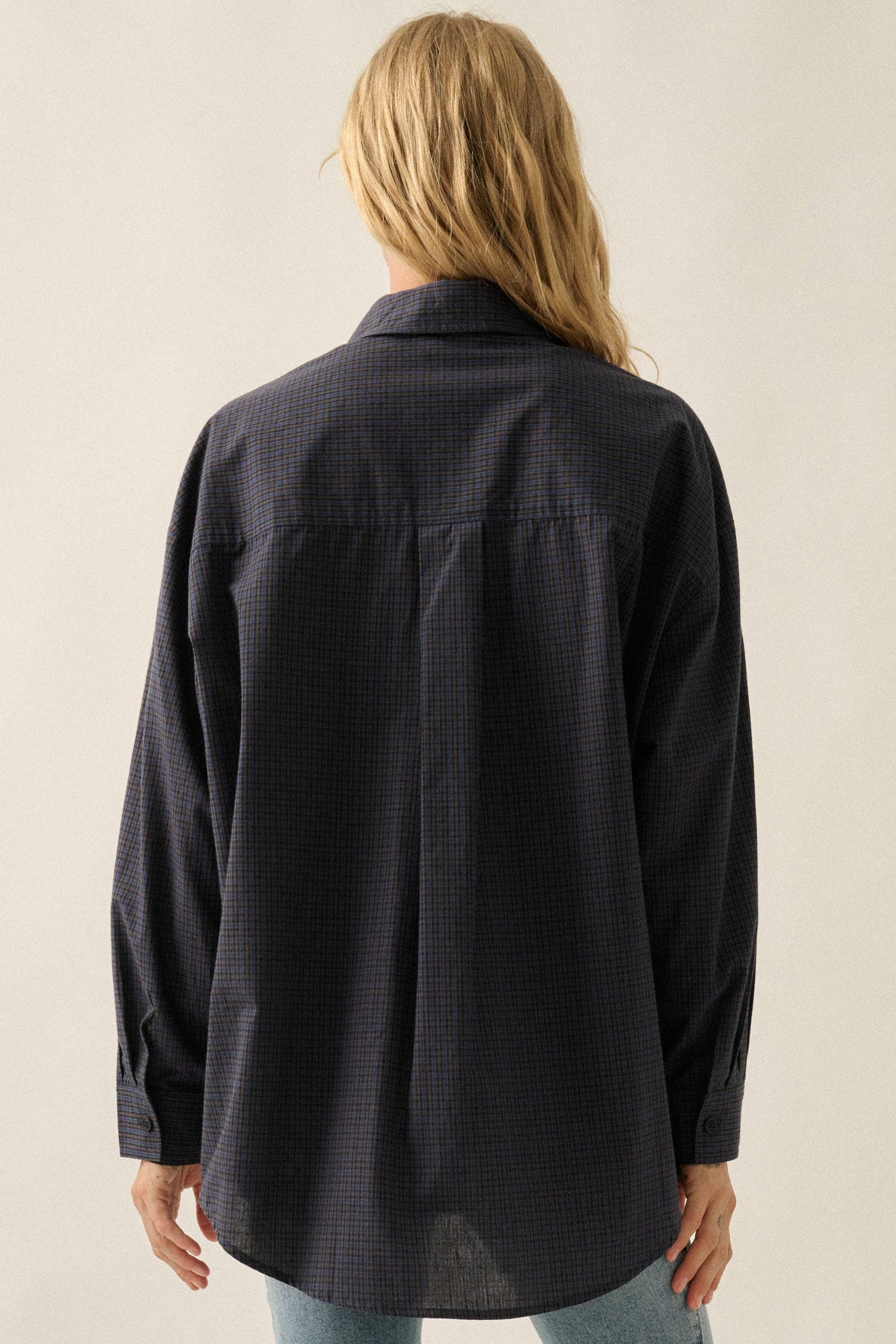 Retro Blue Plaid Pocket Shirt