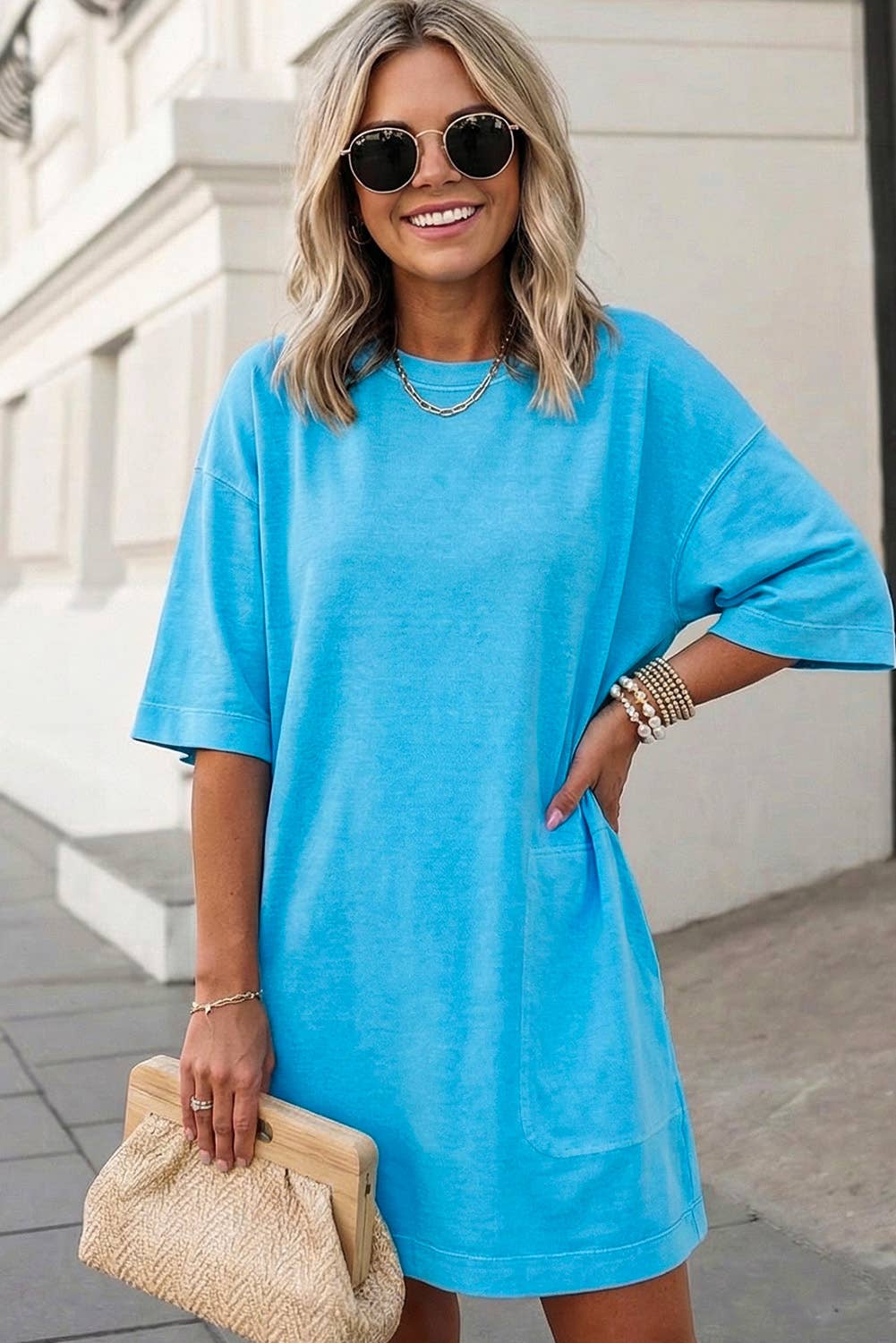 Drop Shoulder Loose T Shirt Dress