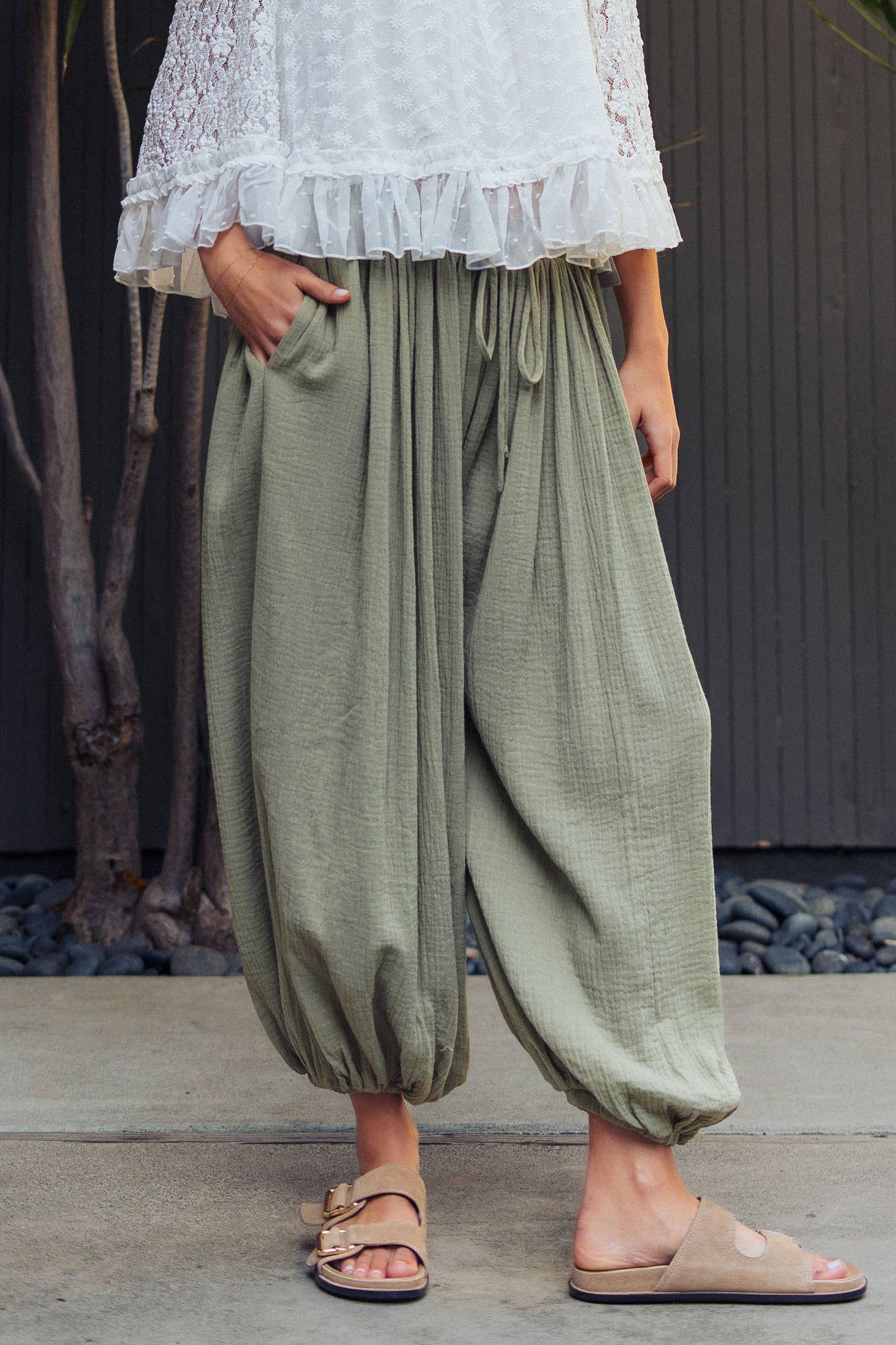 Soft Olive Balloon Pants