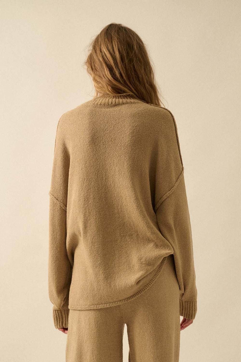 Textured Knit Mock-Neck Sweater