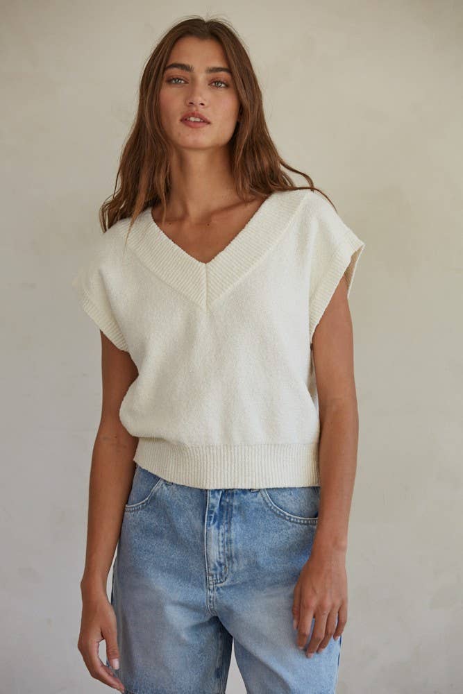 V-Neck Sleeveless Sweater Vest Top