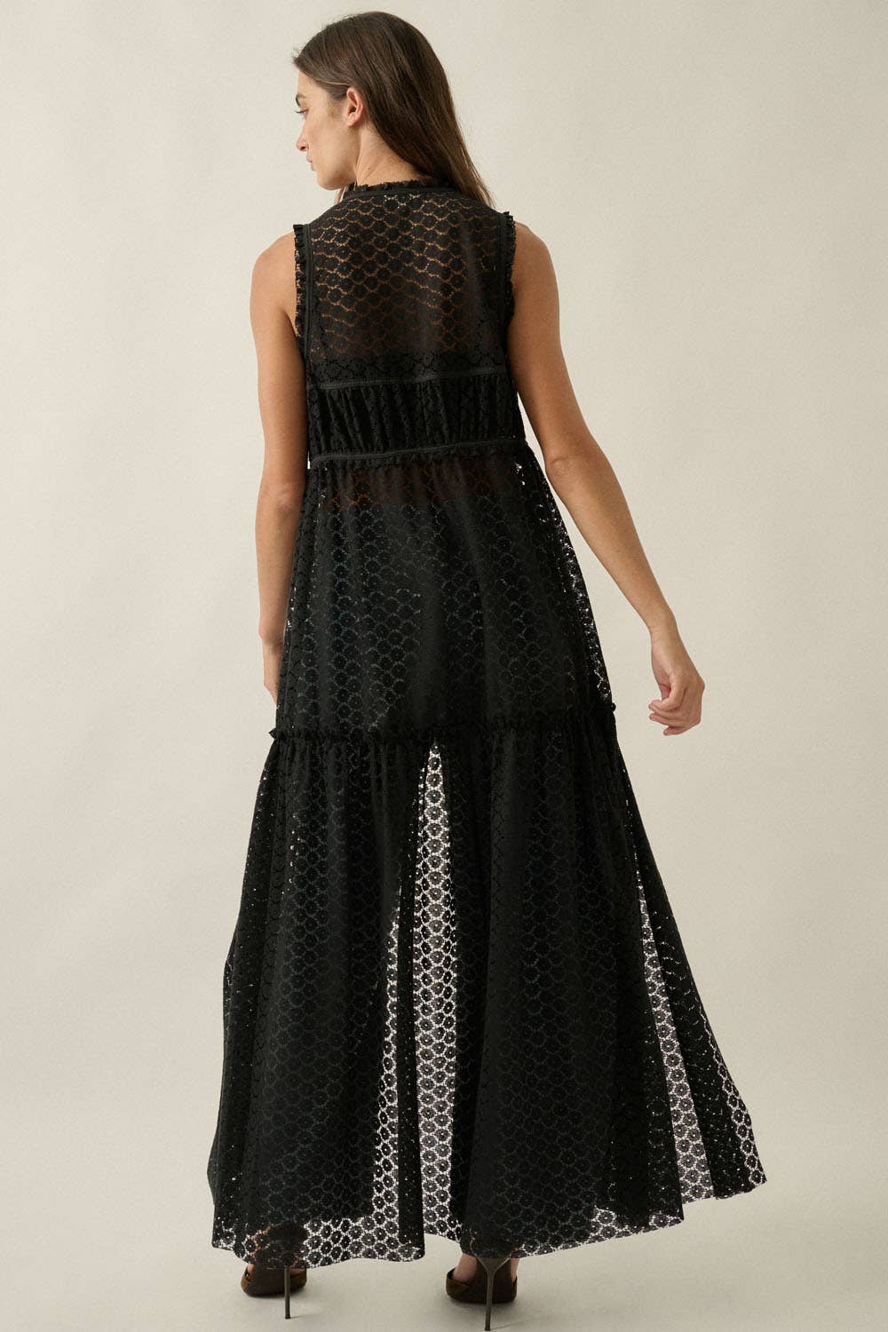 Lace Tie-Front Maxi Top