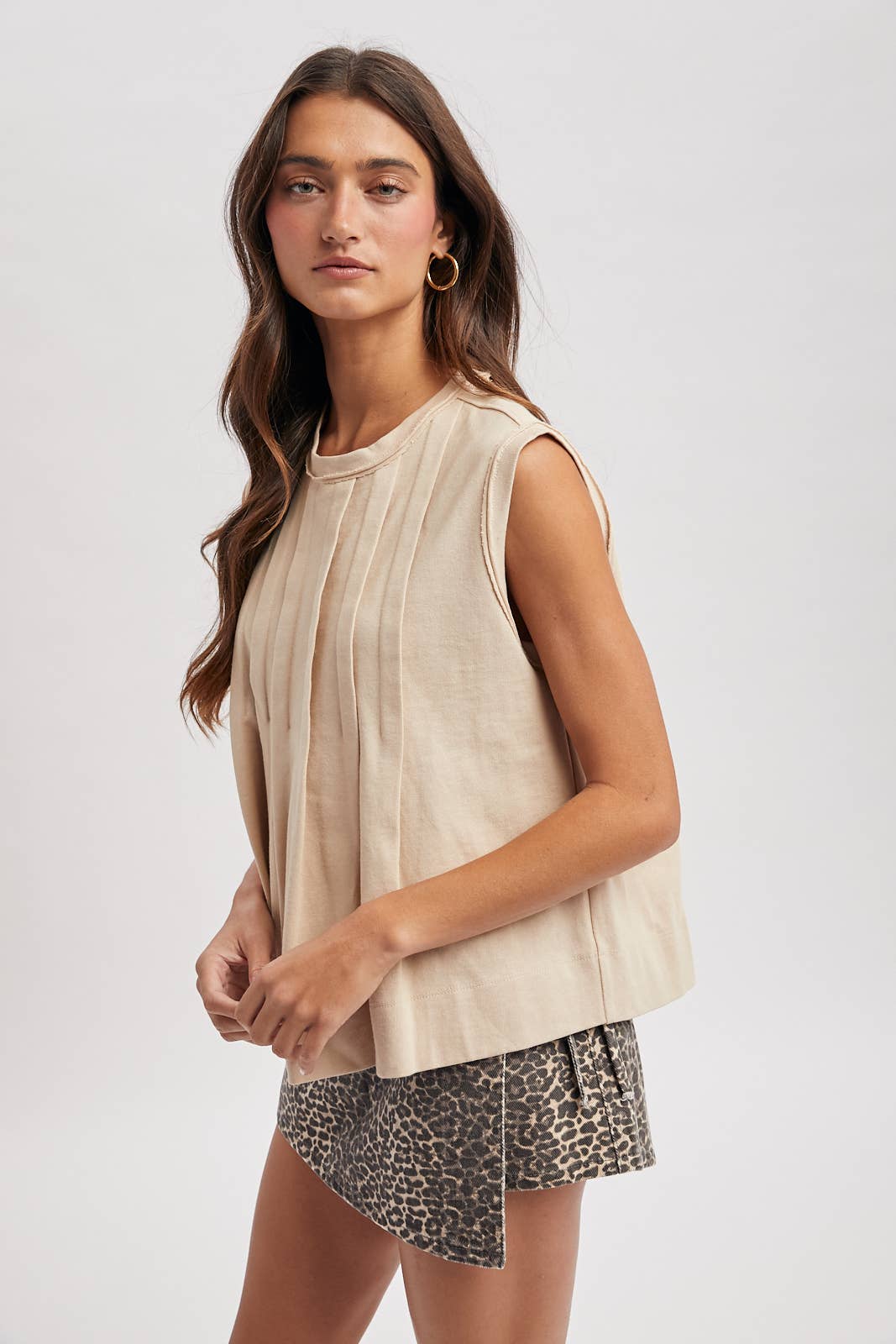 Pleated Knit Tank Top