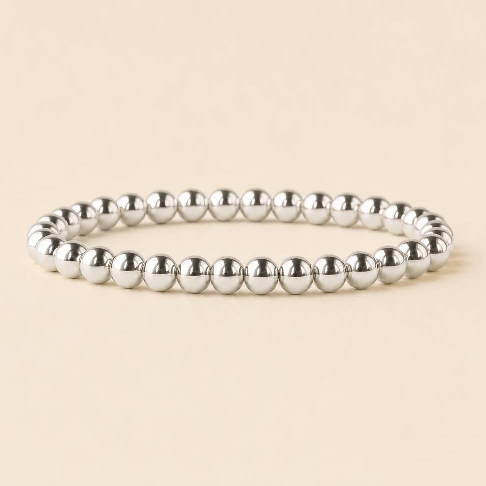Silver Beaded Stretch Bracelet