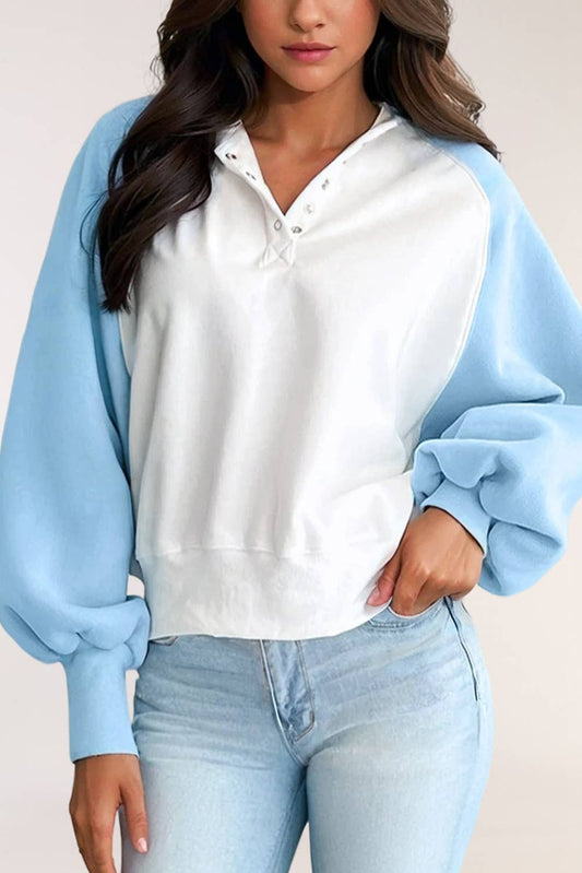 Colorblock Snap Button Sweatshirt