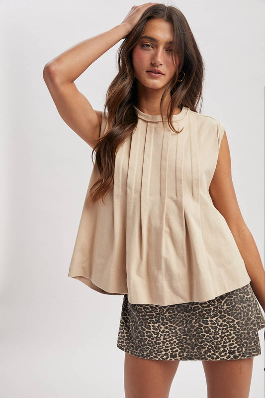 Pleated Knit Tank Top