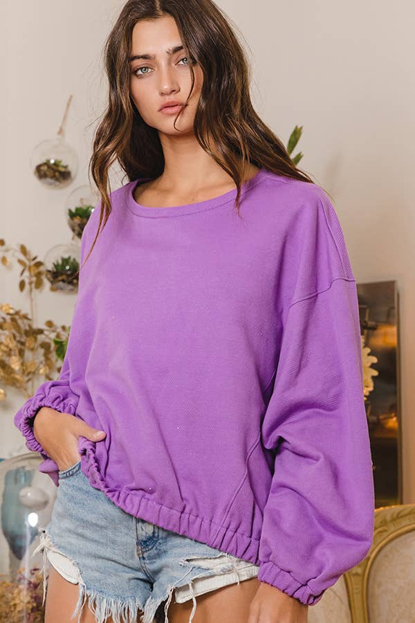 Pop-of-Color Oversized Sweatshirt