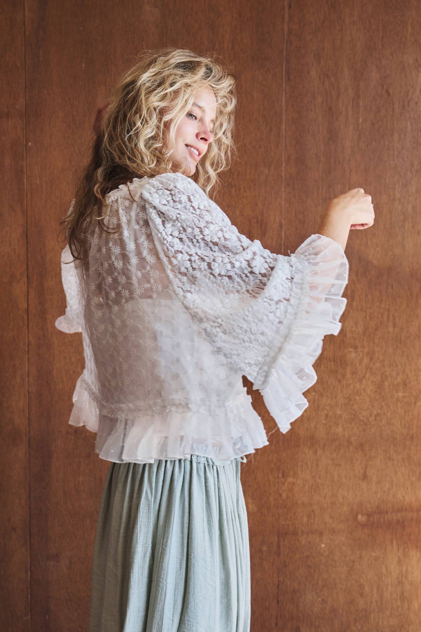Lace Flutter Sleeve Top