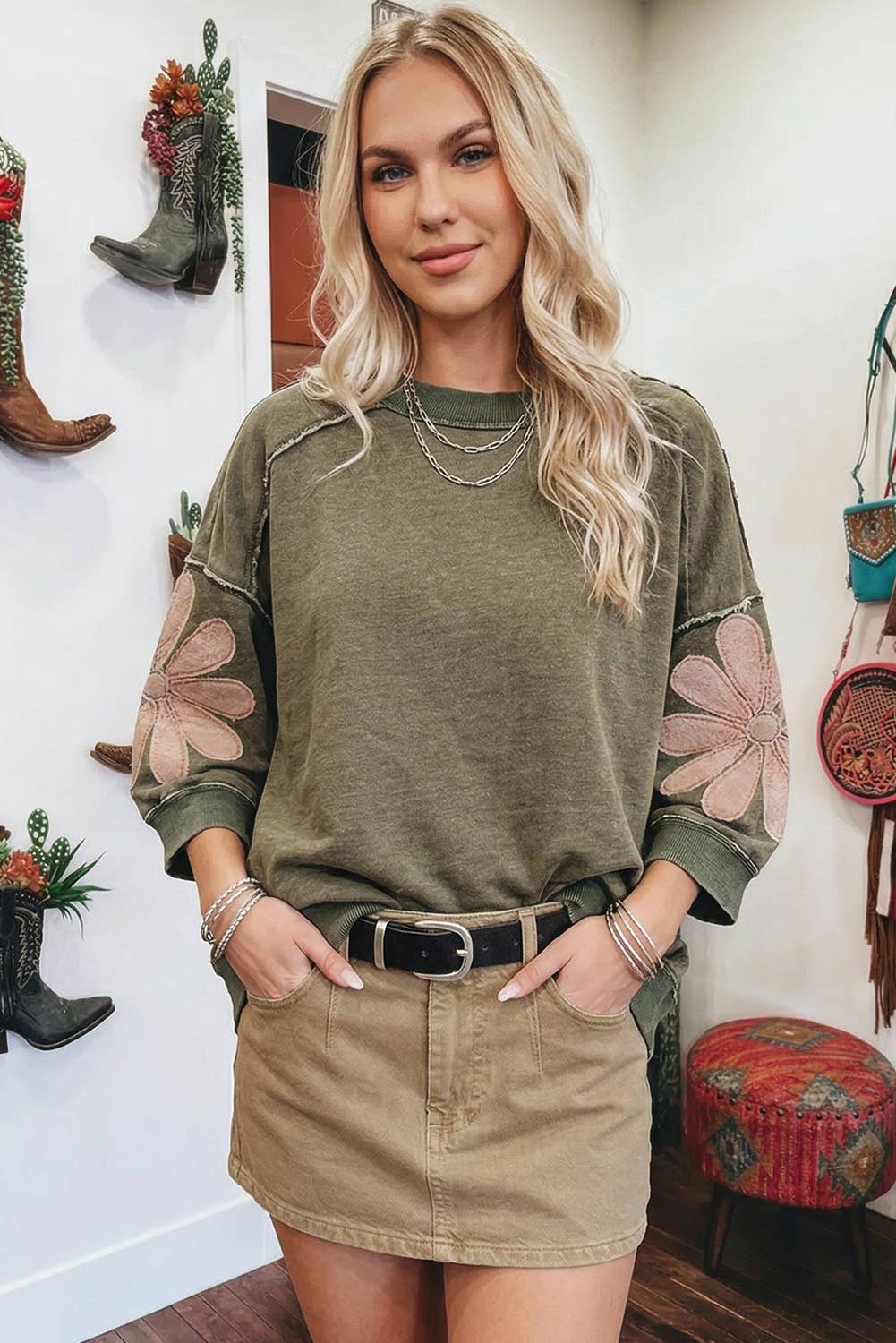 Olive Blossom Pullover