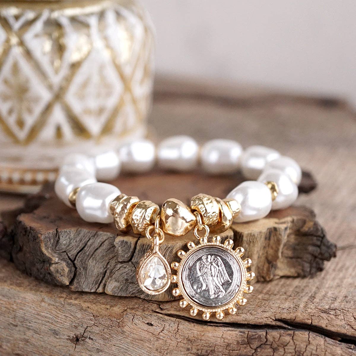 Pearl Angel Charm Bracelet