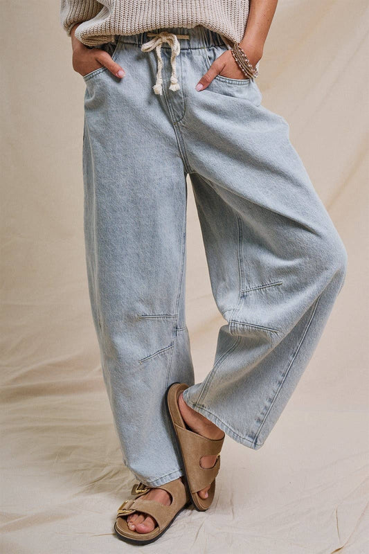 Cloud Wash Barrel Jeans