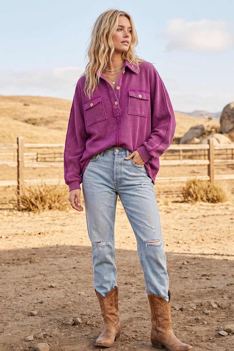 Mineral Wash Henley Pullover