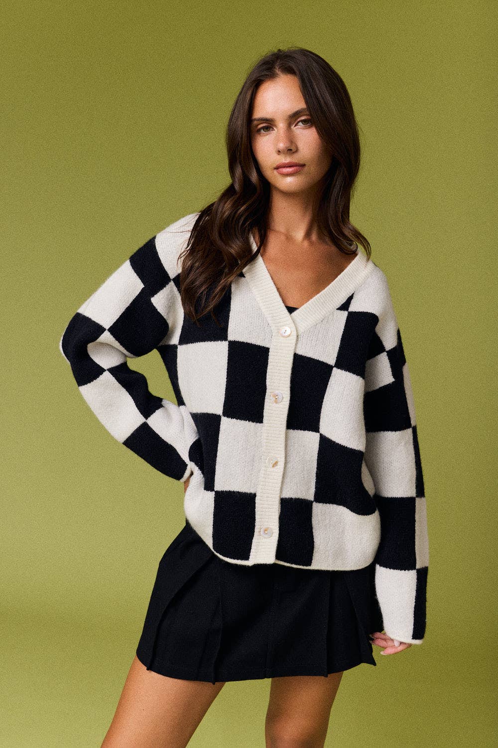On Campus Checked Cardigan
