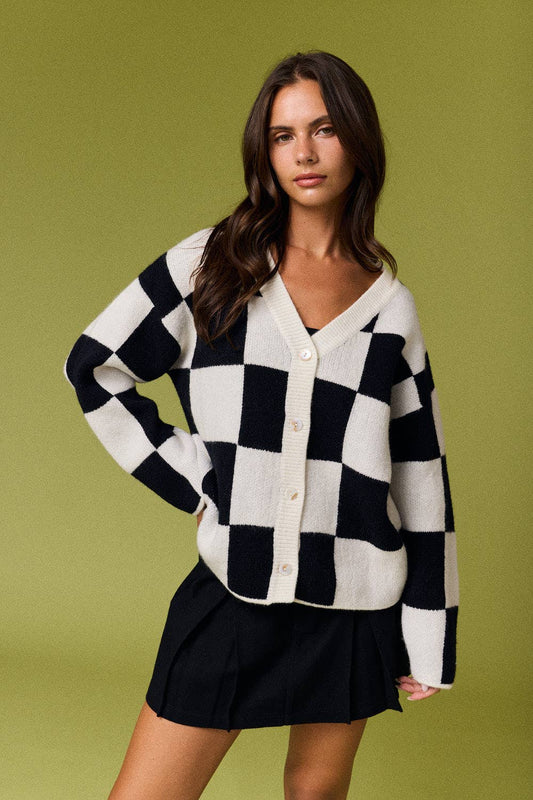 On Campus Checked Cardigan