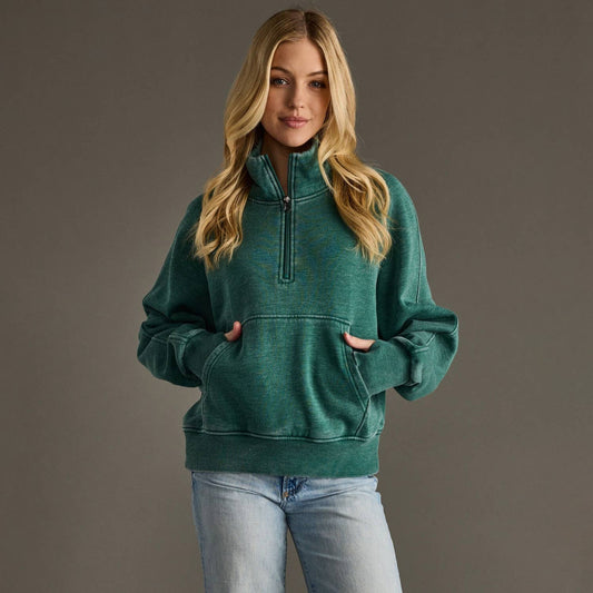 Dark Green Quarter Zip Sweatshirt