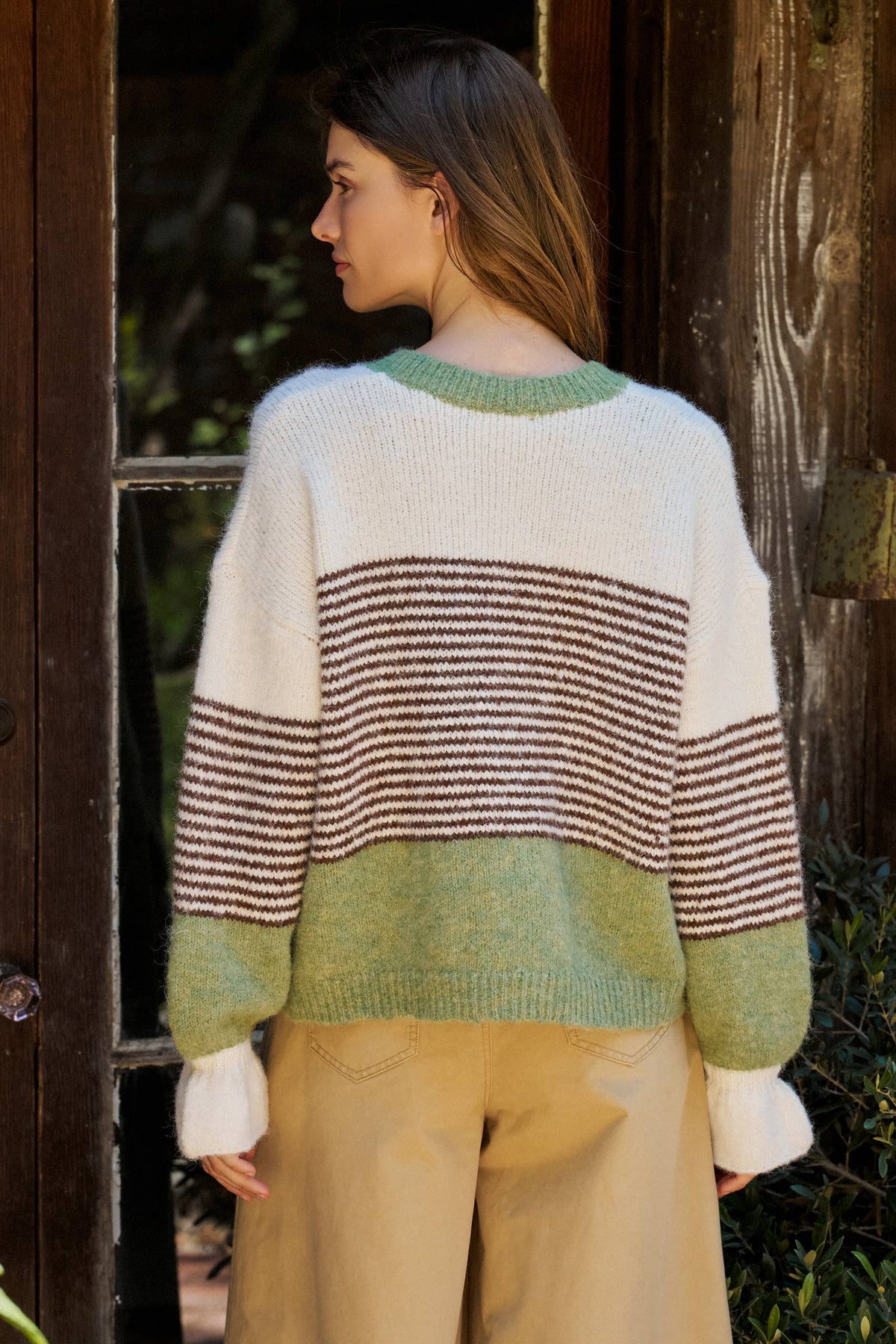 Sage Color Block Cardigan