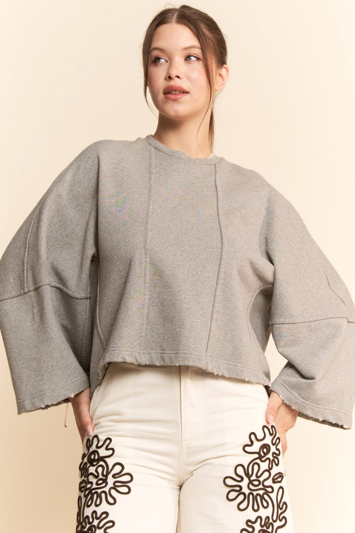 Oversize Raw Hem Sweatshirt